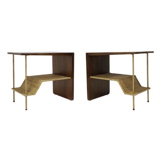 Pair of McGuire "Dornick" Side Tables or Nightstands For Sale