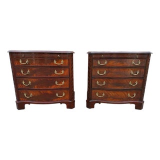 Pair of Henkel Harris Chippendale Style Serpentine Top Bachelor Chest of Drawers For Sale