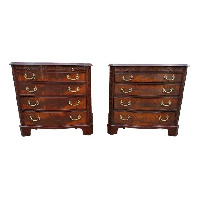 Pair of Henkel Harris Chippendale Style Serpentine Top Bachelor Chest of Drawers For Sale