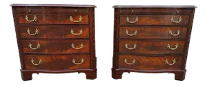 Pair of Henkel Harris Chippendale Style Serpentine Top Bachelor Chest of Drawers