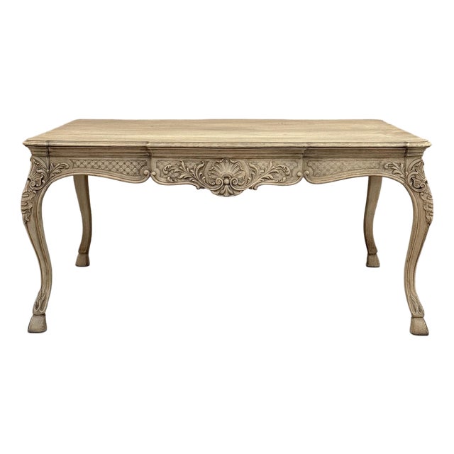 Antique Country French Liégeoise Régence Stripped Oak Dining Table or Writing Desk For Sale