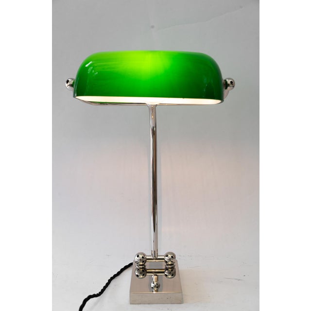 Art Deco Adjustable Nickel-Plated Banker Lamp, Vienna, Austria, 1920s For Sale - Image 12 of 16