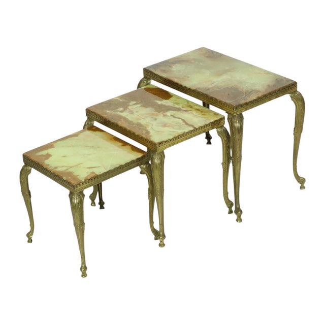 Hollywood Regency Nesting Tables in Onyx and Marble, 1950s, Set of 3 For Sale - Image 17 of 17