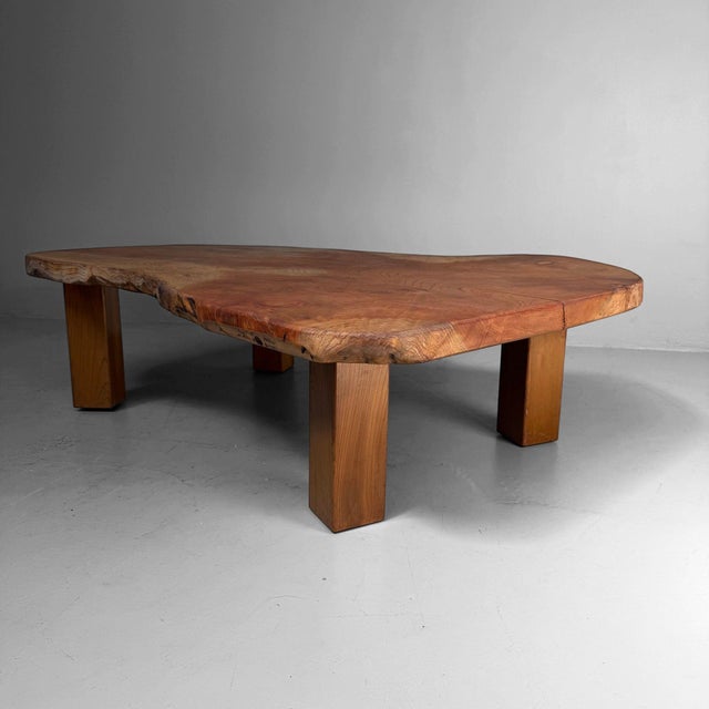 Low Japanese Keyaki Slab Table, 1960s For Sale - Image 13 of 14