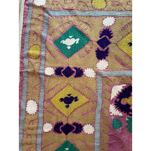 1960s Pink Cotton Suzani Prayer Niche Wall Hanging For Sale - Image 5 of 9