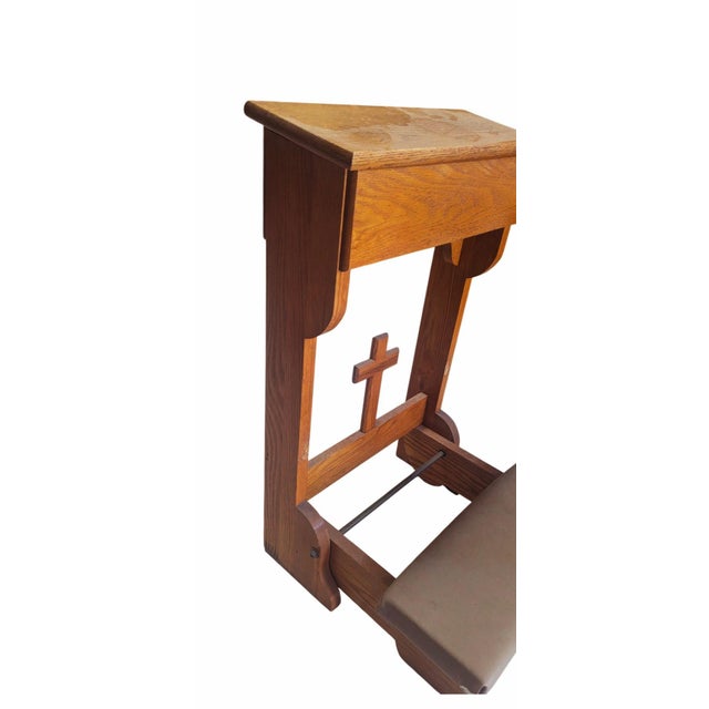 Mid-Century Modern Antique Wooden Prayer Kneeler With Lift Top Storage Box For Sale - Image 3 of 5