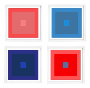 Modern Colorful Vivid Colors Geometric Prints Unframed - Set of 4