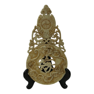 Chinese Stone Ancient Style Motif Carving Decor Display Plaque Art