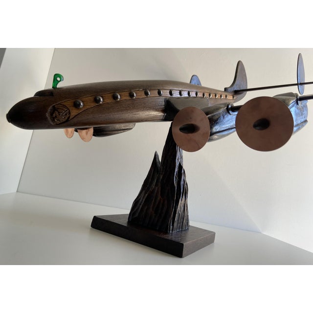 Lockheed Constellation Airplane Sculpture Model in Carved Wood, 1940 For Sale - Image 11 of 18