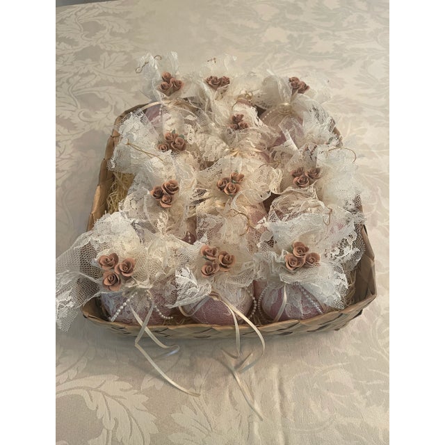 Victorian Victorian Lace Christmas Balls Set of 12 Hand Made For Sale - Image 3 of 4