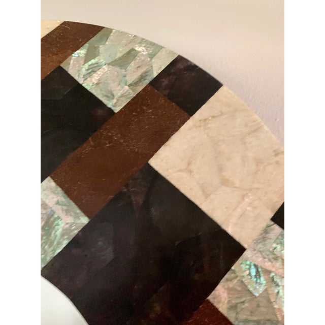 Brown Reduced Modern Stone Round Wall Mirror - Shawna Stoney For Sale - Image 8 of 11