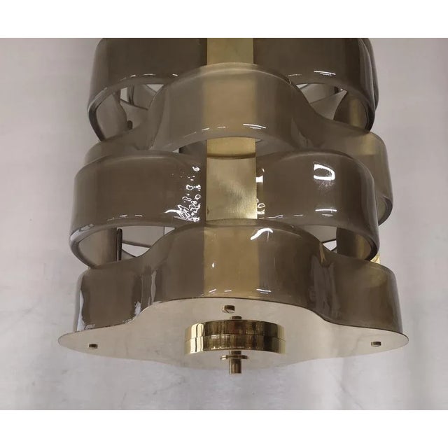 Brown Mid-Century Murano Glass and Brass Chandelier, 2000s For Sale - Image 8 of 10