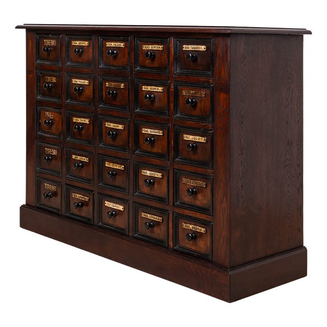 20th Century Apothecary Chest of Drawers in Oak Wood, 1920s For Sale