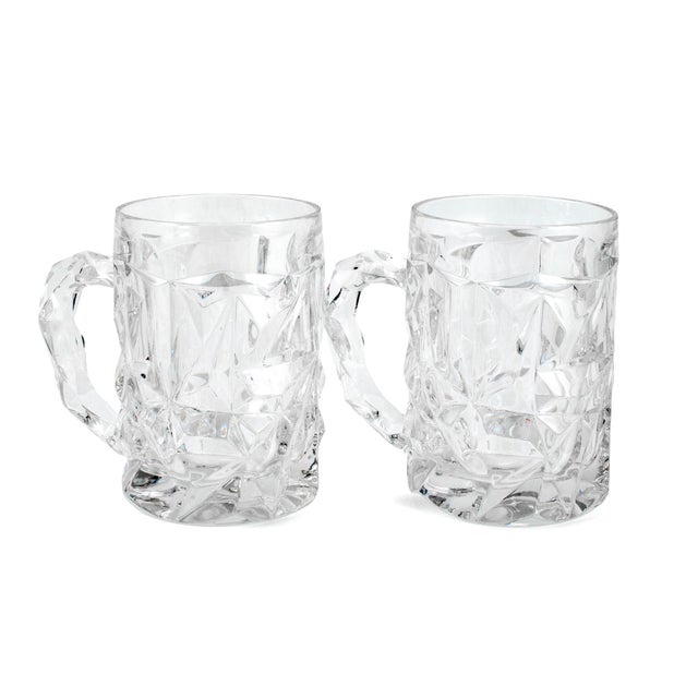 Tiffany and Co. Tiffany & Co. 16oz Pair of Rock Cut Crystal Beer Mug - a Pair For Sale - Image 4 of 7