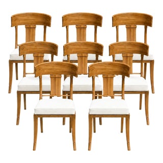 Teak Klismos Patio Dining Chairs. - Set of 8 For Sale