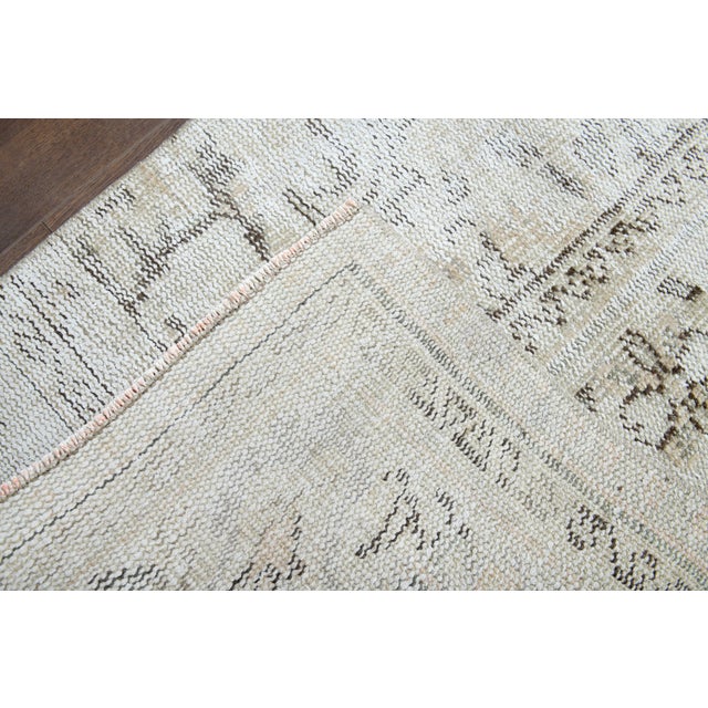 1970s Vintage Turkish Handmade Wool Cotton Beige Runner Rug For Sale - Image 10 of 11