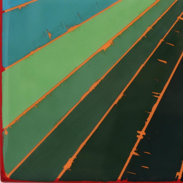 2020s Wiggle Room 41 - Original Blue Green Geometric Minimalist Acrylic and Resin Abstract on Wood Panel For Sale - Image 5 of 9
