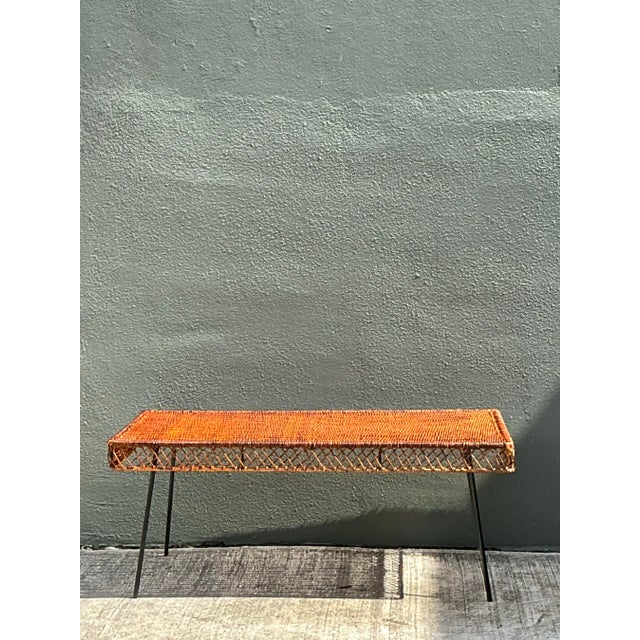 Vintage Woven Rattan and Metal Coffee Table For Sale - Image 9 of 12