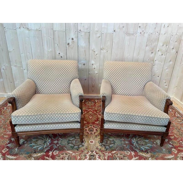 Wood Louis XVI Living Room Sofa and Bergeres, Set of 3 For Sale - Image 7 of 9