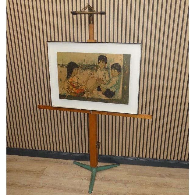 Industrial Tripod Metal and Wood Card Stand, 1950s For Sale - Image 12 of 13