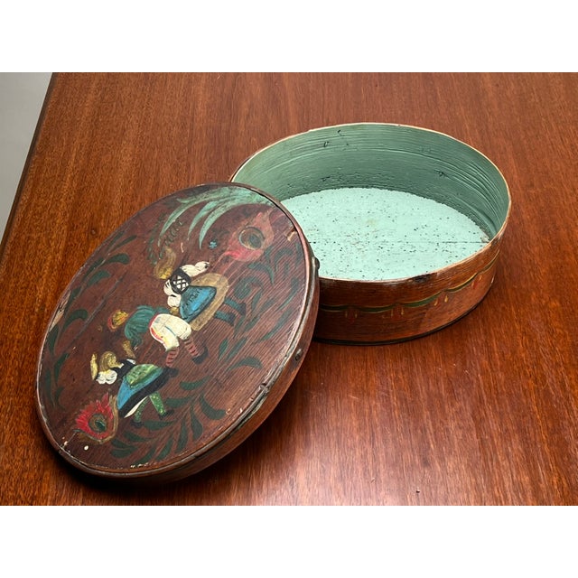 Antique German Polychrome Painted Bentwood "Spanschachtel" or Ribbon Box C. Late 18th Century For Sale - Image 4 of 9