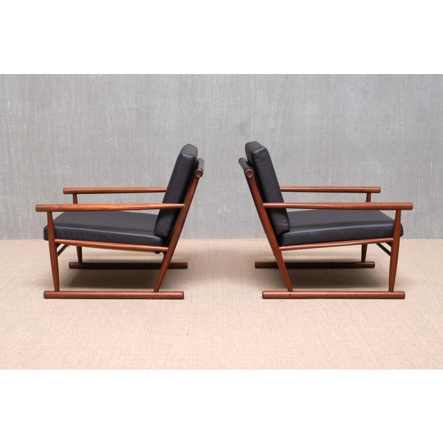 Scandinavian Modern Sculptural Teak Armchairs with Runner Legs, 1950s, Set of 2 For Sale - Image 10 of 15
