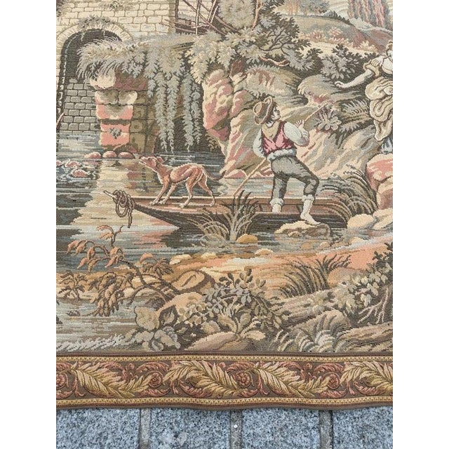 Mid-Century Jacquard Woven Tapestry – Charming Pastoral Landscape Beautiful mid-20th-century Jacquard-woven tapestry...