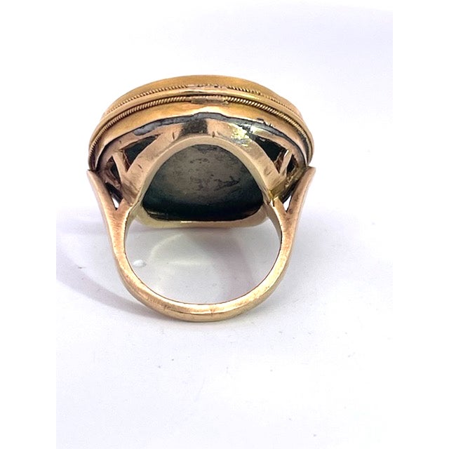 19th Century Egyptian Micro Mosaic Scarab Ring 18k, Size 7 For Sale - Image 9 of 11