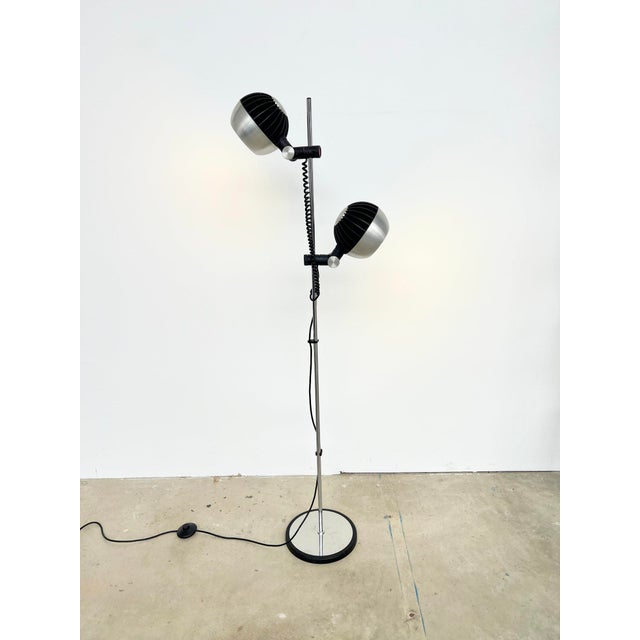 2-Spot Floor Lamp in Brushed Steel and Matte Black from Fase, 1970s For Sale - Image 12 of 12