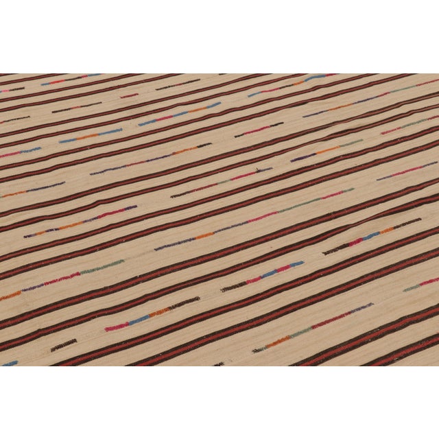 Textile Vintage Persian Palas Bidjar Kilim With Polychromatic Stripes - Rug & Kilim For Sale - Image 7 of 9