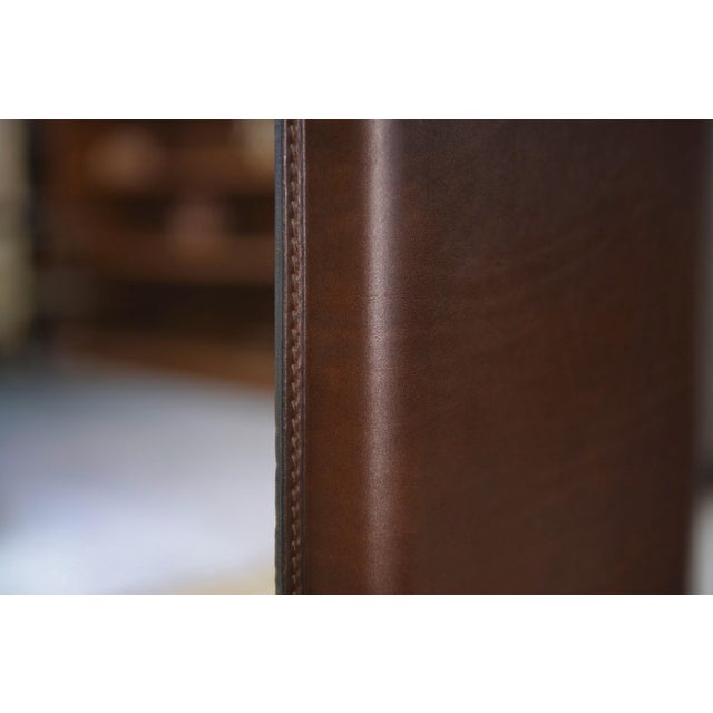 Brown Circular Table with Base Covered in Brown Leather by Tito Agnoli for Matteo Grassi, 1970s For Sale - Image 8 of 11