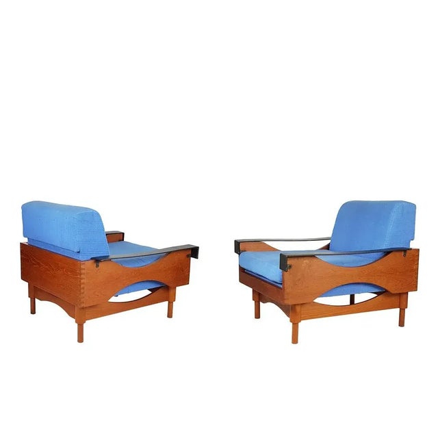 Black Skai & Teak Kimono Armchairs by Sergio Saporiti for Fratelli Saporiti, 1960s, Set of 2 For Sale - Image 11 of 11