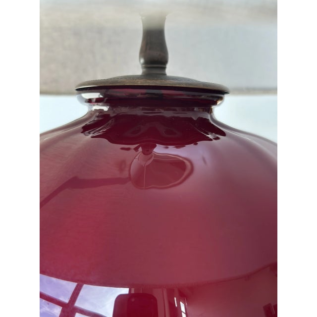 Vintage Garnet Blown Glass Urn Table Lamp, Circa 1950s For Sale - Image 11 of 16