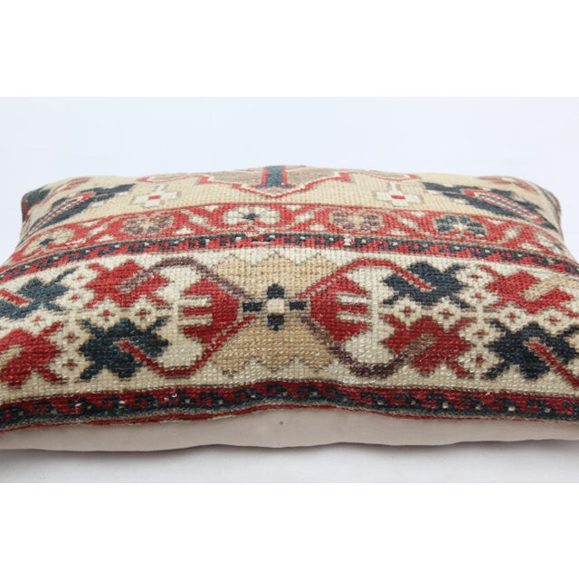 Yellow Antique Handmade Double-Knotted Tribal Rug Lumbar Pillow Cover, 16" X 24" For Sale - Image 8 of 10