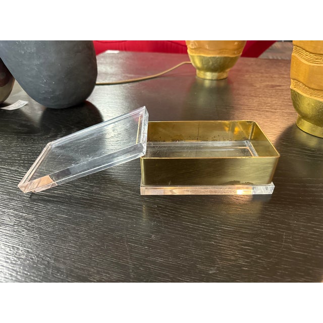 Acrylic Glass and Brass Box by Philippe Cheverny, 1970s, in Good conditions. Designed 1970 to 1979 I have official proof...