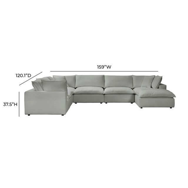 Wood Cali Slate 7-Piece Performance Fabric Modular Large Chaise Sectional For Sale - Image 7 of 7