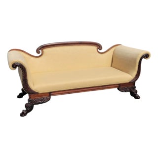 19th-Century American Federal Mahogany Sofa, Newly Upholstered For Sale