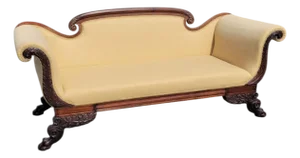 19th-Century American Federal Mahogany Sofa, Newly Upholstered