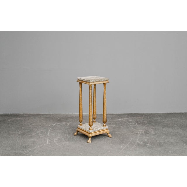 Antique-Style Flower Pedestal with Marble For Sale - Image 3 of 18