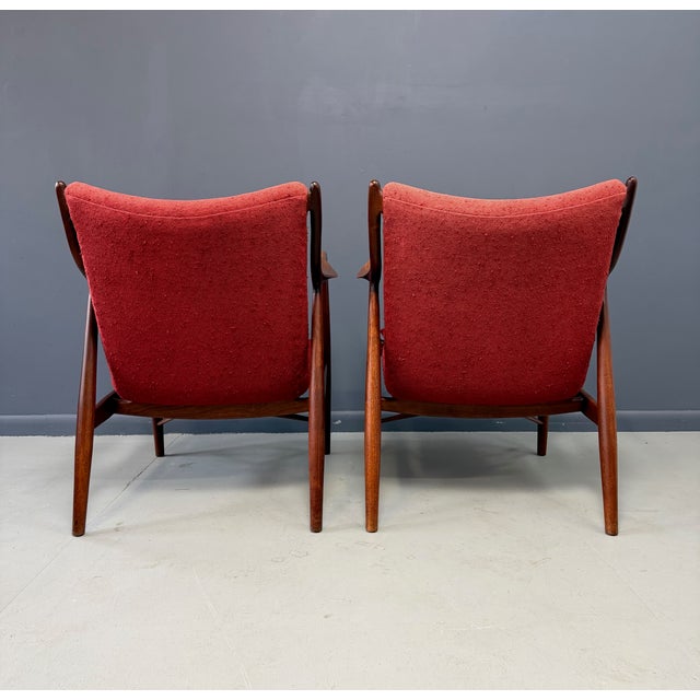 Ruby Red Pair of Finn Juhl Nv #45 Chairs in Walnut by Baker Circa 1955 Mid Century For Sale - Image 8 of 13