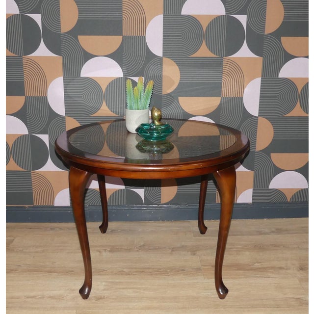 Chippendale Round Coffee Table in Wicker and Glass, 1960s For Sale - Image 3 of 8