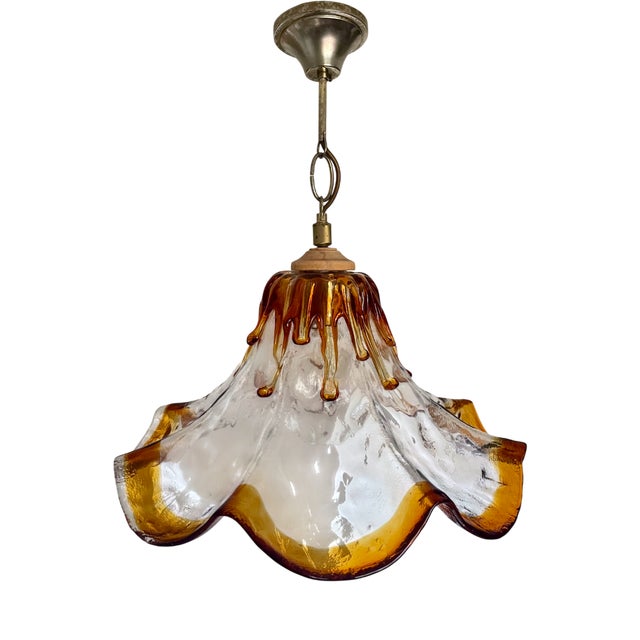 Tulip Pendant Light in Murano Glass, Italy, 1970 For Sale