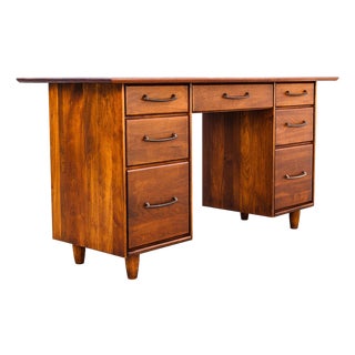 1960s Mid Century Modern Solid Walnut Desk by Ace Hi For Sale