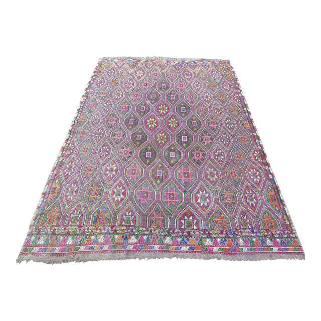 20th Century Turkish Handmade Large Boho Kilim Area Rug For Sale