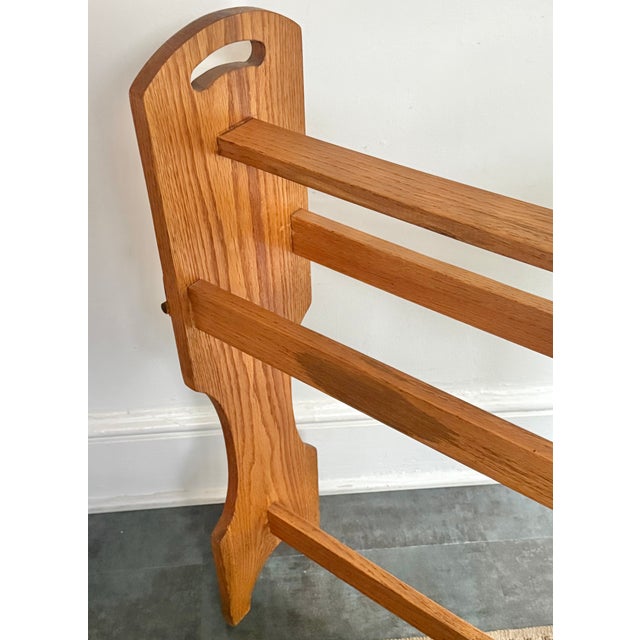 Wood Vintage Benchmade Solid Oak Quilt or Blanket Rack For Sale - Image 7 of 13