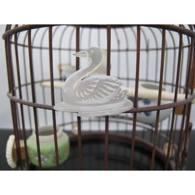 Very Sweet Chinese Wood Bird Cage Carved Tokens Pots & Porcelain Pots For Sale - Image 14 of 18