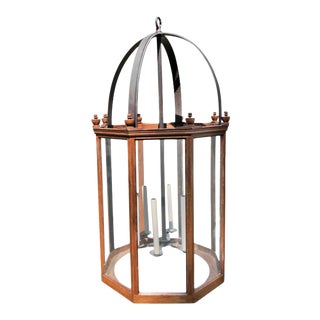 Wooden Octagonal Light Fixture For Sale
