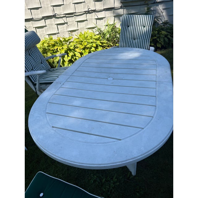1960s French Triconfort 7-Piece Resin Dining Set – Table, 6 Reclining Chairs & Cushions For Sale - Image 17 of 18