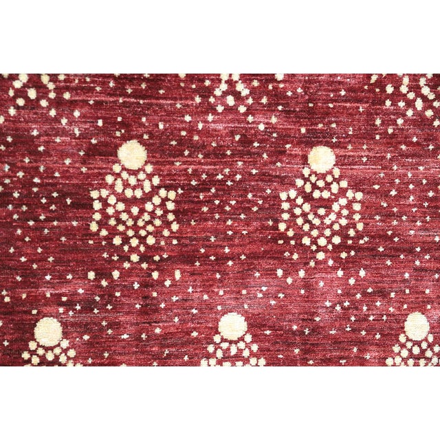 8x10 Hand-Knotted Afghan Wool "Shooting Star" Transitional Rug in Red & Gold For Sale In Los Angeles - Image 6 of 8