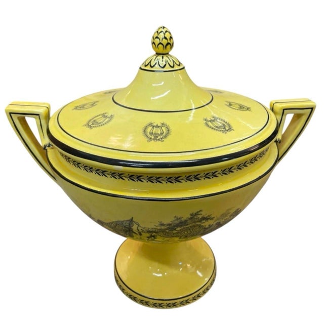 Ceramic Neoclassical Style Yellow and Black Ceramic Lidded Urn For Sale - Image 7 of 12